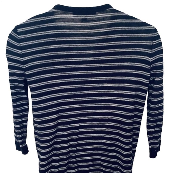Loft Ann Taylor Navy Blue White Stripe Sweater Women MP Medium Petite - Picture 3 of 5